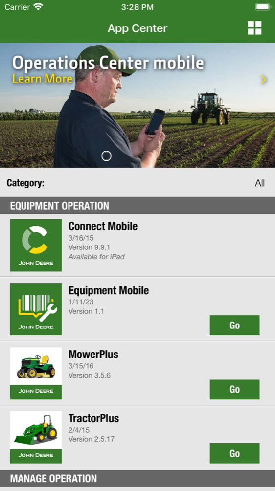 John Deere App Center — the whole mobile portfolio in one place