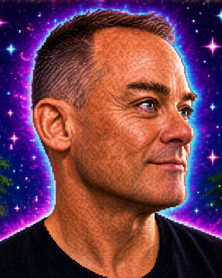 Peter Bartsch, Principal Product Designer, portrait in 1990s GeoCities style